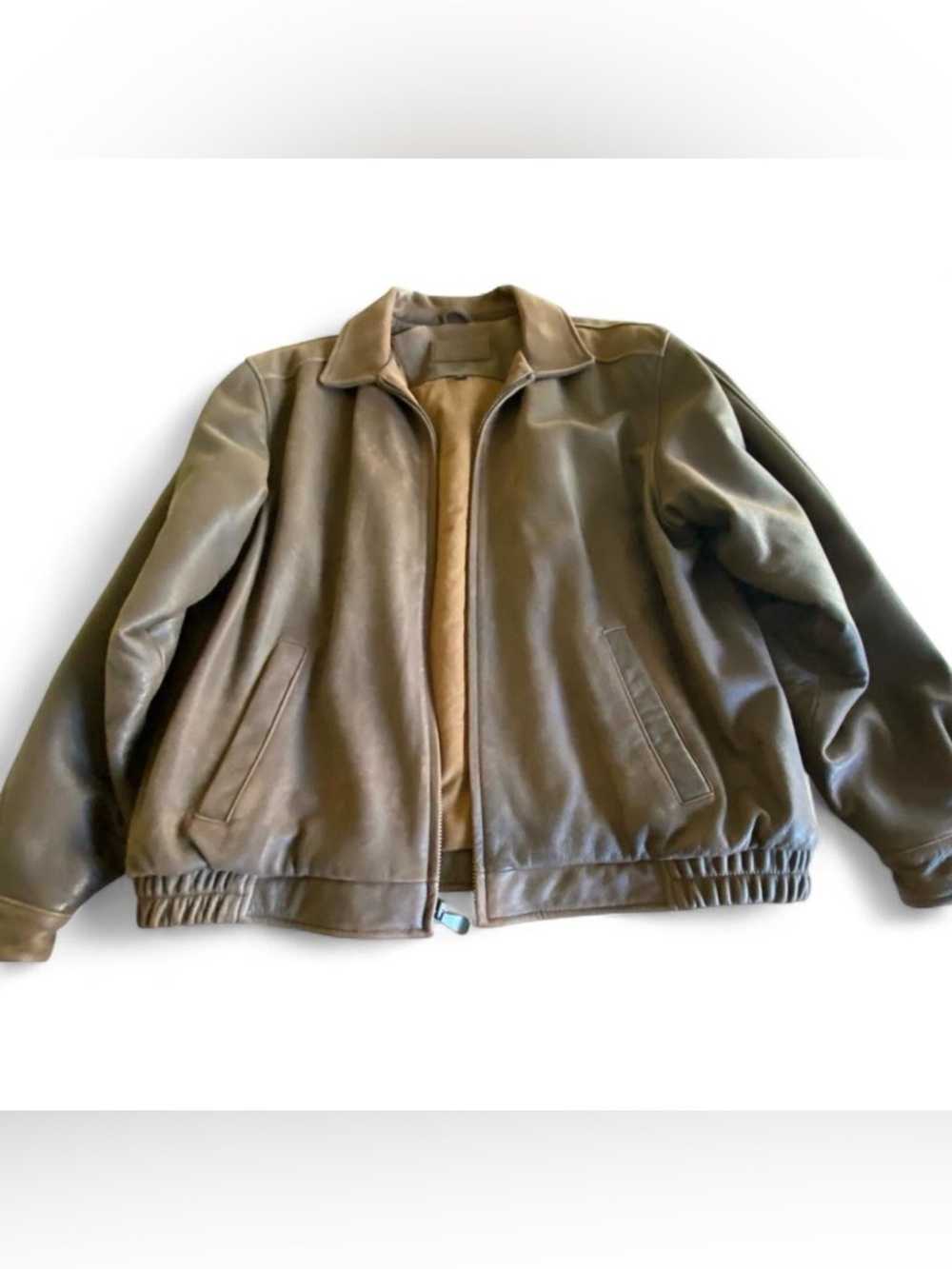 croft & barrow Men's Dark Brown Leather Bomber Jacket